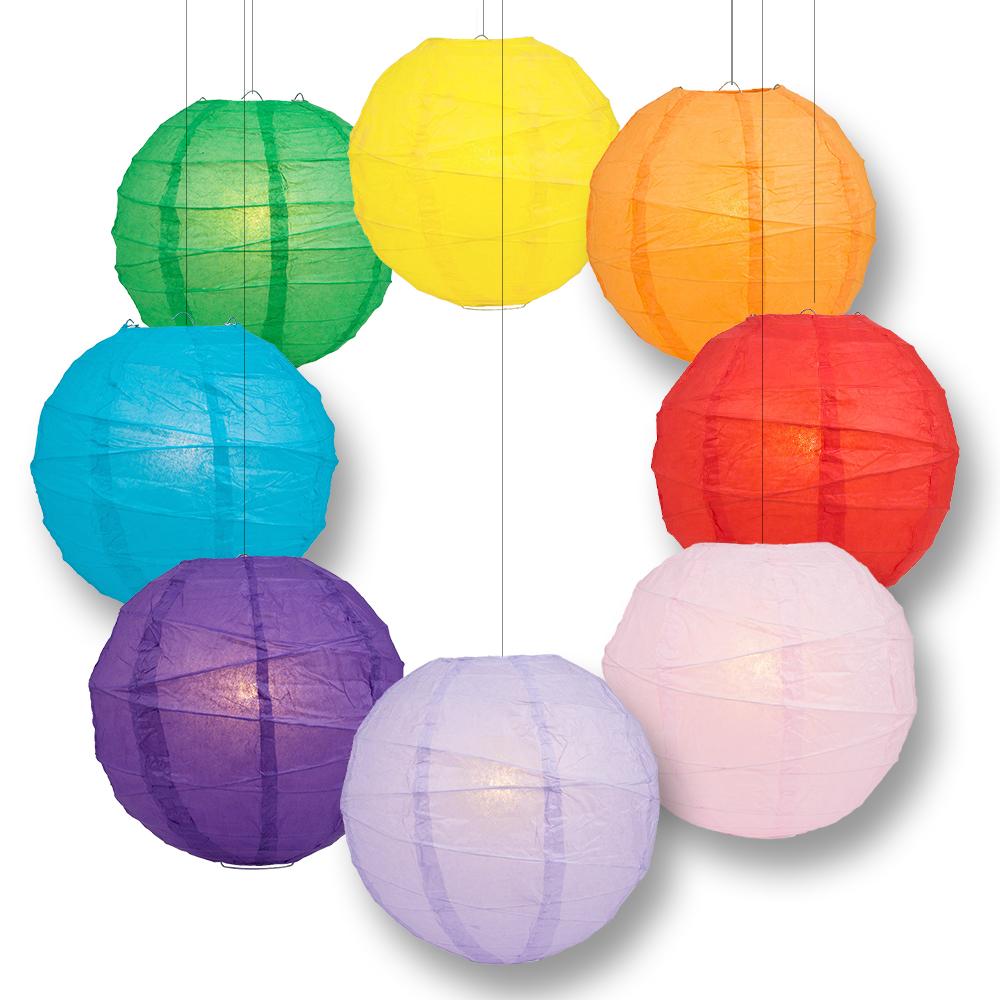 12" Rainbow Celebration Party Pack Crisscross Paper Lantern Combo Set (8-PACK) - AsianImportStore.com - B2B Wholesale Lighting and Decor