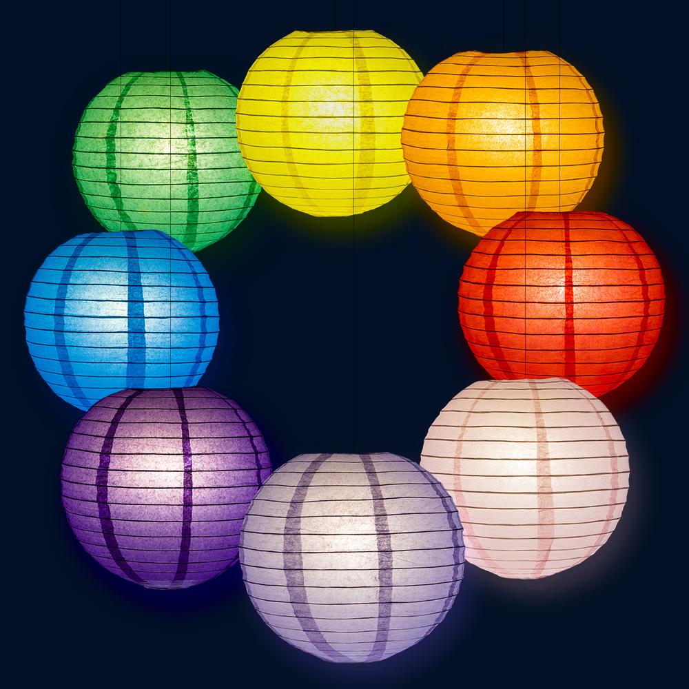 12" Rainbow Celebration Party Pack Parallel Paper Lantern Combo Set (8-PACK) - AsianImportStore.com - B2B Wholesale Lighting and Decor