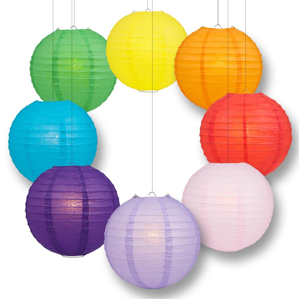 12" Rainbow Celebration Party Pack Parallel Paper Lantern Combo Set (8-PACK) - AsianImportStore.com - B2B Wholesale Lighting and Decor