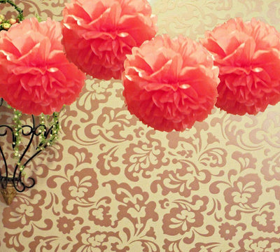 EZ-Fluff 8" Roseate Tissue Paper Pom Pom Flowers, Hanging Decorations (4 PACK) - AsianImportStore.com - B2B Wholesale Lighting and Decor