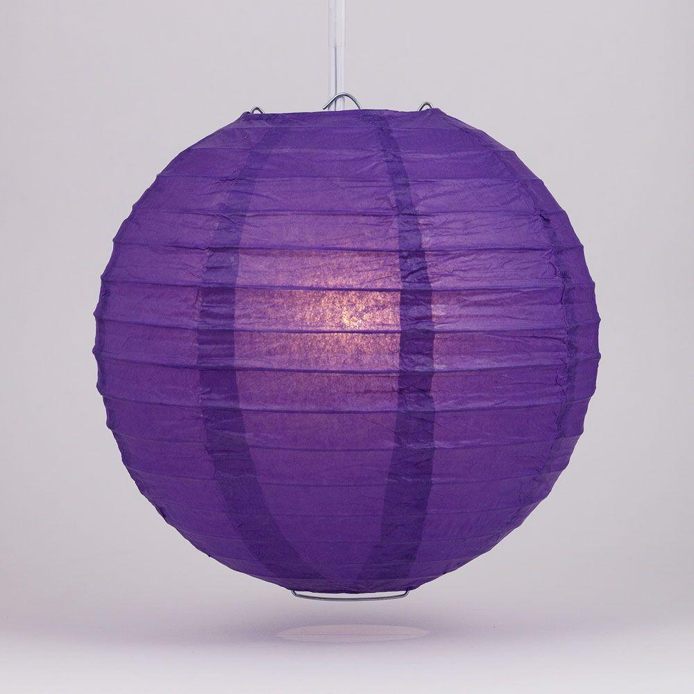 4" Royal Purple Round Paper Lantern, Even Ribbing, Hanging Decoration (10 PACK) - AsianImportStore.com - B2B Wholesale Lighting and Decor