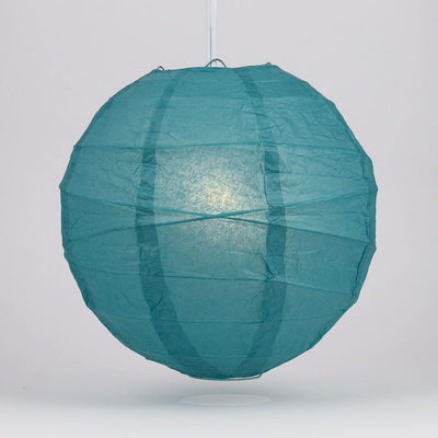 16" Tahiti Teal Round Paper Lantern, Crisscross Ribbing, Chinese Hanging Wedding & Party Decoration - AsianImportStore.com - B2B Wholesale Lighting and Decor