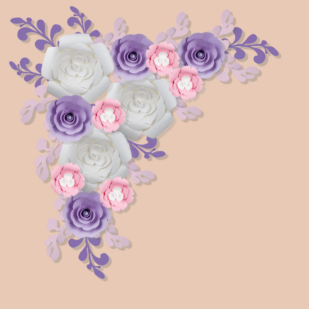  12-Pc Combo White Rose / Lavender Ranunculus Paper Flower Backdrop Wall Decor for Weddings, Photo Shoots, Birthday Parties and More - AsianImportStore.com - B2B Wholesale Lighting and Decor