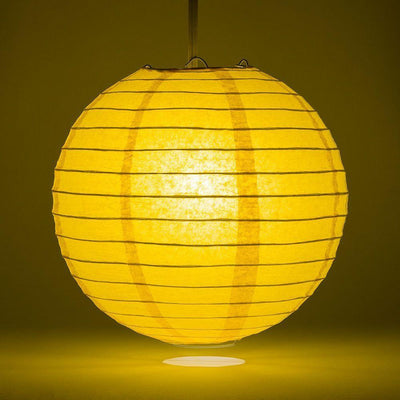 12" Yellow-Orange Round Paper Lantern, Even Ribbing, Hanging Decoration - AsianImportStore.com - B2B Wholesale Lighting and Decor