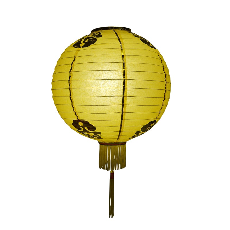 12" Yellow Traditional Paper Lantern w/Tassels - AsianImportStore - B2B Wholesale Lighting & Décor since 2002.