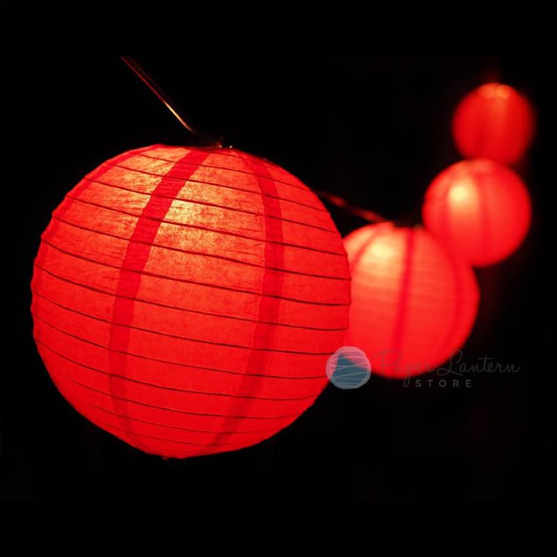 MoonBright 12" Red Paper Lantern String Light Set (10-PACK Combo Kit) - AsianImportStore.com - B2B Wholesale Lighting and Decor