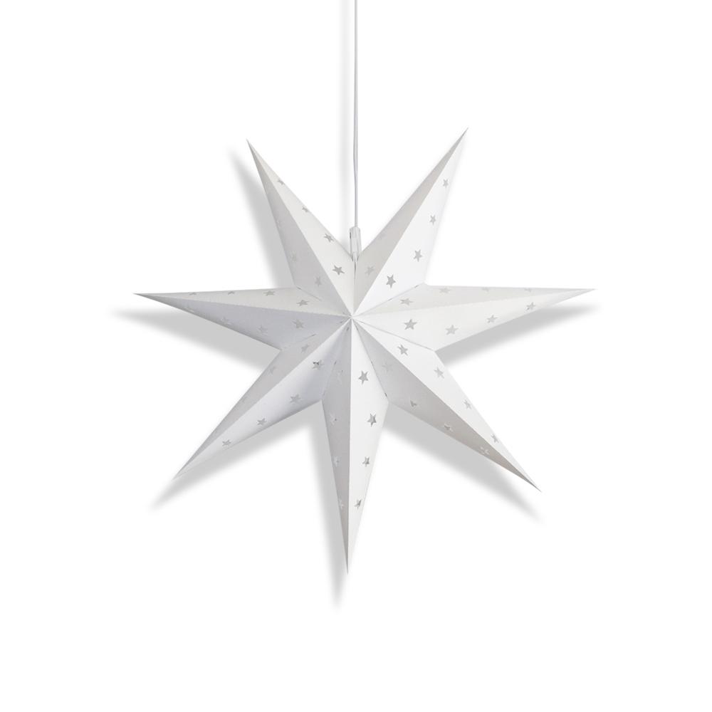 13" White 7-Point Weatherproof Star Lantern Lamp, Hanging Decoration (Shade Only)