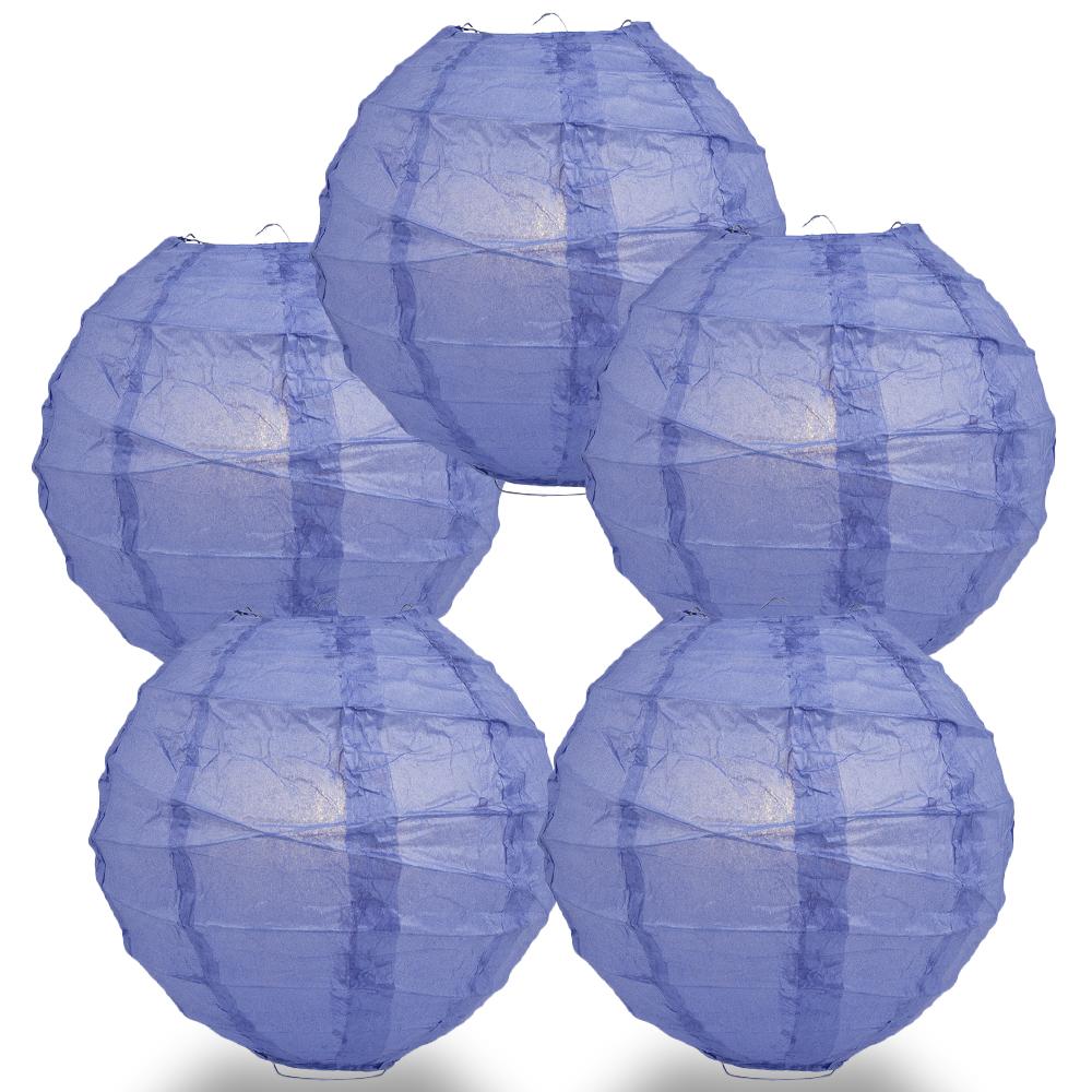 5 PACK | 12"  Astra Blue / Very Periwinkle Crisscross Ribbing, Hanging Paper Lanterns - AsianImportStore.com - B2B Wholesale Lighting and Decor
