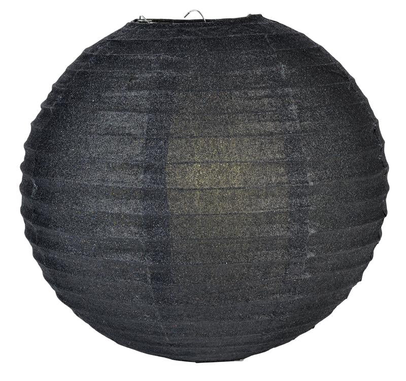 12" Black Glitter Round Paper Lantern, Chinese Hanging Wedding & Party Decoration - AsianImportStore.com - B2B Wholesale Lighting and Decor