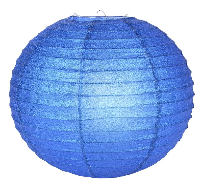 12" Dark Blue Glitter Round Paper Lantern, Chinese Hanging Wedding & Party Decoration - AsianImportStore.com - B2B Wholesale Lighting and Decor