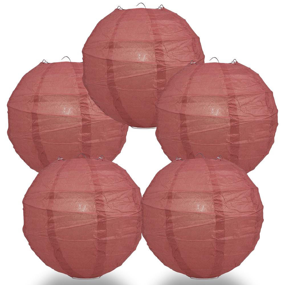 5 PACK | 12"  Marasala / Burgundy Wine Crisscross Ribbing, Hanging Paper Lanterns - AsianImportStore.com - B2B Wholesale Lighting and Decor