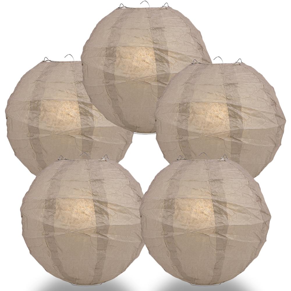 5 PACK | 12"  Dusty Sand Rose Crisscross Ribbing, Hanging Paper Lanterns - AsianImportStore.com - B2B Wholesale Lighting and Decor