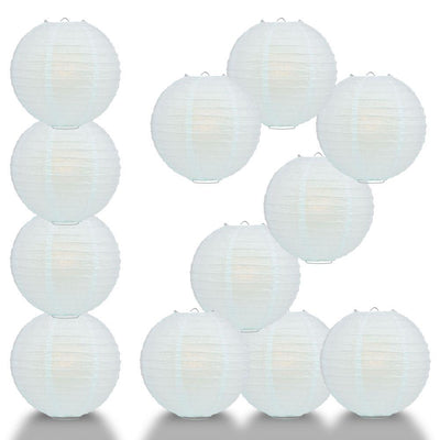 12 PACK | 12" Arctic Spa Blue Even Ribbing Round Paper Lantern, Hanging Combo Set - AsianImportStore.com - B2B Wholesale Lighting and Decor