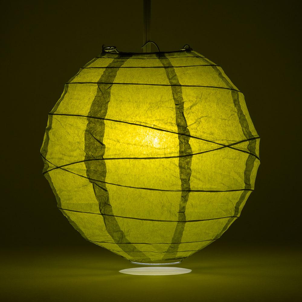 8" Chartreuse Yellow Green Round Paper Lantern, Crisscross Ribbing, Chinese Hanging Wedding & Party Decoration - AsianImportStore.com - B2B Wholesale Lighting and Decor