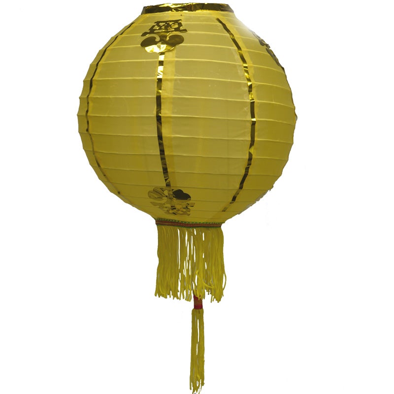 14" Gold Yellow Traditional Nylon Chinese Lantern w/ Tassel - AsianImportStore - B2B Wholesale Lighting & Décor since 2002.