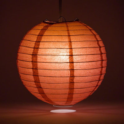 24" Marsala / Burgundy Wine Round Paper Lantern, Even Ribbing, Chinese Hanging Wedding & Party Decoration - AsianImportStore.com - B2B Wholesale Lighting and Decor