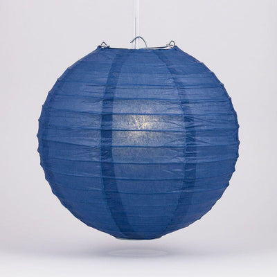 14" Navy Blue Round Paper Lantern, Even Ribbing, Chinese Hanging Wedding & Party Decoration - AsianImportStore.com - B2B Wholesale Lighting and Decor