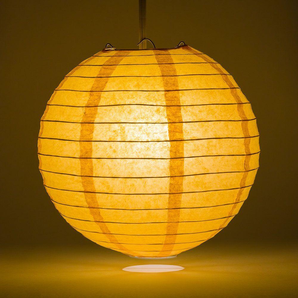 16" Papaya Round Paper Lantern, Even Ribbing, Chinese Hanging Wedding & Party Decoration - AsianImportStore.com - B2B Wholesale Lighting and Decor