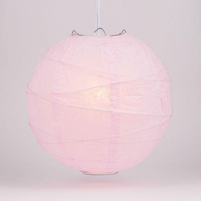 10" Pink Round Paper Lantern, Crisscross Ribbing, Chinese Hanging Wedding & Party Decoration - AsianImportStore.com - B2B Wholesale Lighting and Decor