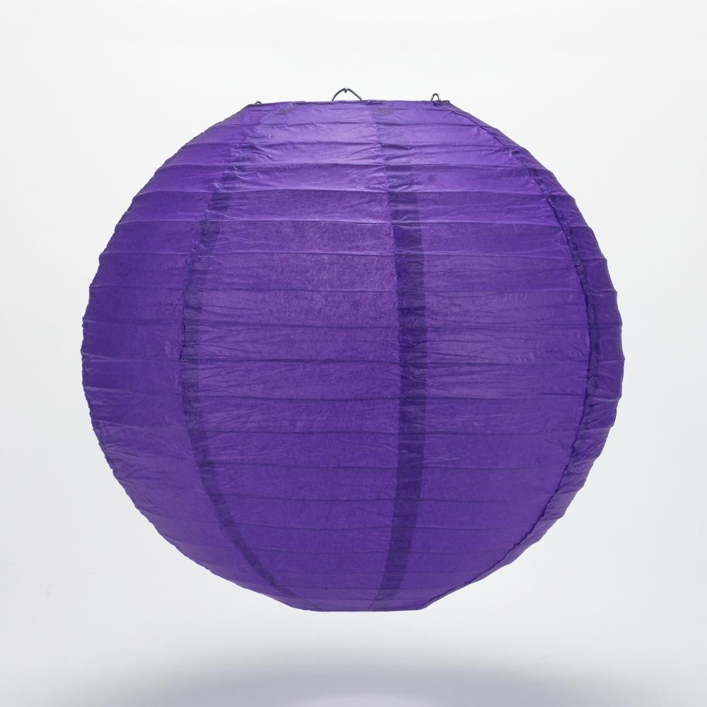 14" Plum Purple Round Paper Lantern, Even Ribbing, Chinese Hanging Wedding & Party Decoration - AsianImportStore.com - B2B Wholesale Lighting and Decor