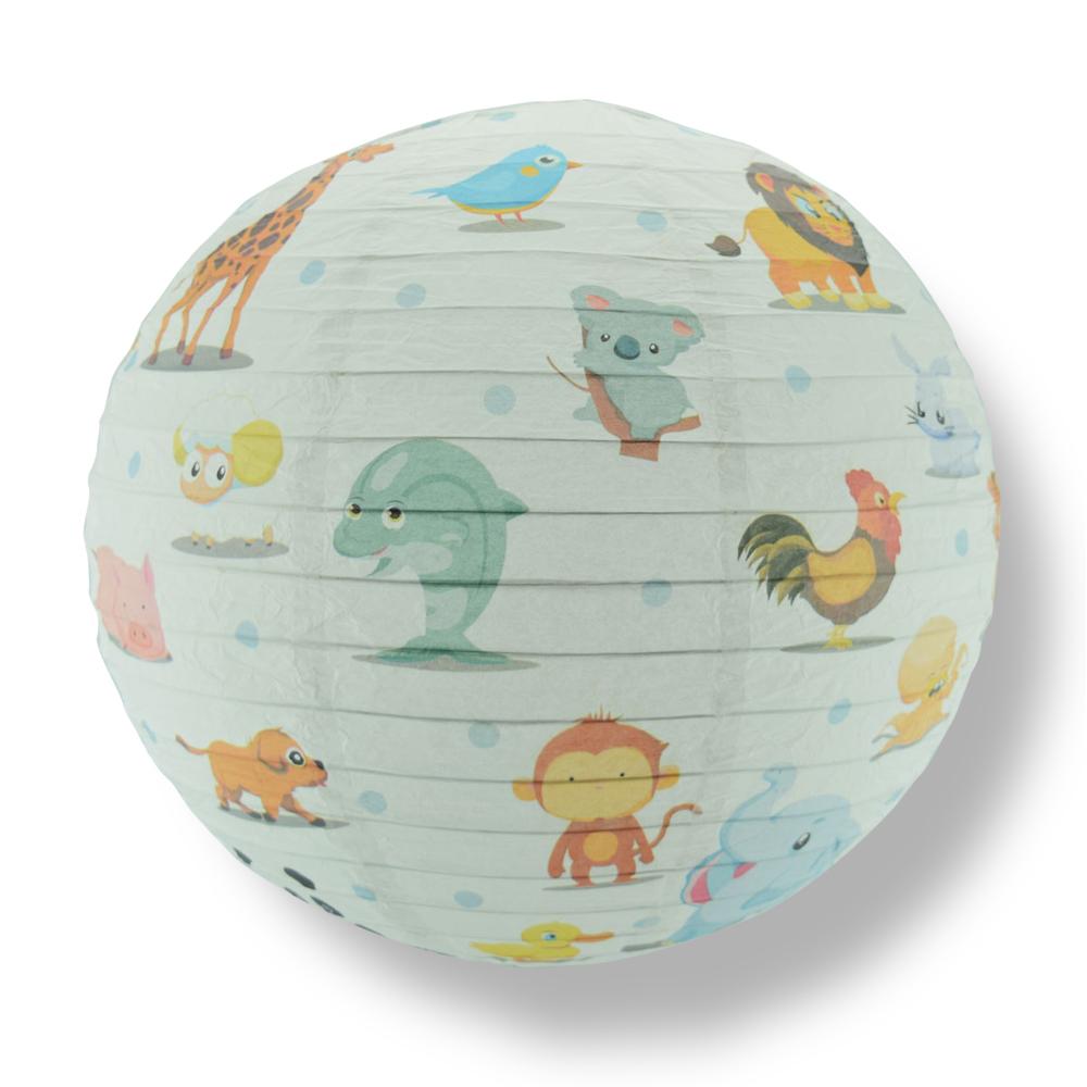 14" Artisan Print Cute Animal Parade Paper Lantern, Design by Esper - AsianImportStore.com - B2B Wholesale Lighting and Decor