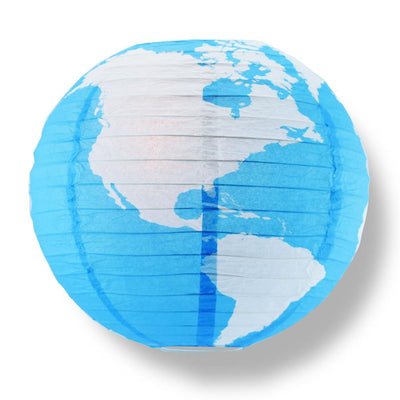 12 PACK | 14" Greater Detailed World Earth Globe Paper Lantern - AsianImportStore.com - B2B Wholesale Lighting and Decor
