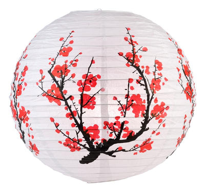 14" Japanese Plum Tree Paper Lantern - AsianImportStore.com - B2B Wholesale Lighting and Decor
