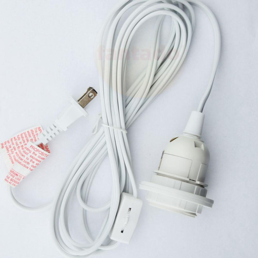 Single Socket White Pendant Light Lamp Cord for Lanterns & Light Bulbs, 15FT, UL Listed, Switch - Electrical Swag Light Kit - AsianImportStore.com - B2B Wholesale Lighting & Decor since 2002