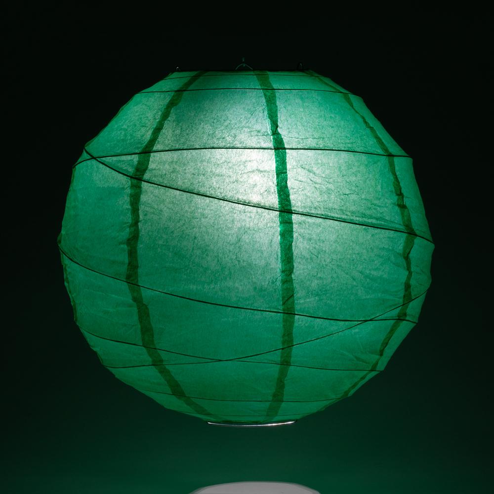 16" Arcadia Teal Green Round Paper Lantern, Crisscross Ribbing, Hanging Decoration - AsianImportStore.com - B2B Wholesale Lighting and Decor