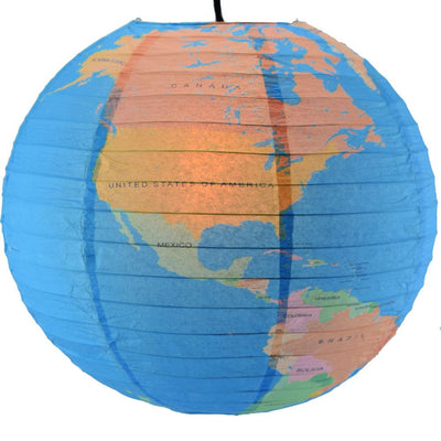 5 Pack | 14" Geographical World Map Earth Globe Paper Lantern Hanging Classroom & Party Decoration - AsianImportStore.com - B2B Wholesale Lighting and Decor