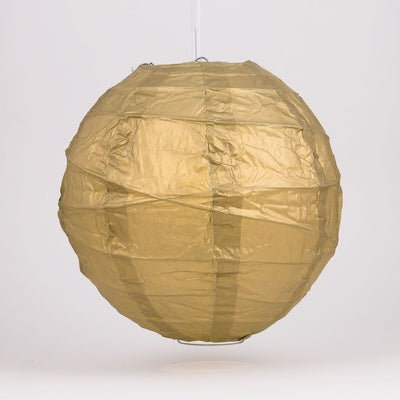 16" Gold Round Paper Lantern, Crisscross Ribbing, Chinese Hanging Wedding & Party Decoration - AsianImportStore.com - B2B Wholesale Lighting and Decor
