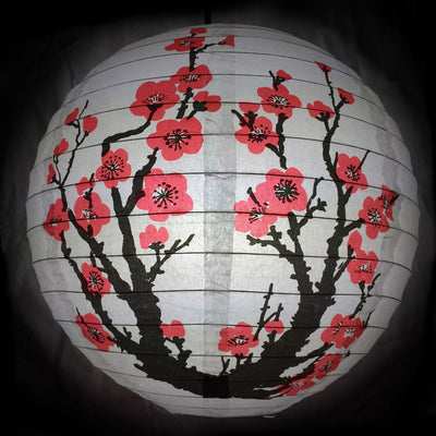 14" Japanese Plum Tree Paper Lantern - AsianImportStore.com - B2B Wholesale Lighting and Decor