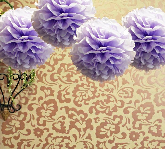EZ-Fluff 12" Lavender Tissue Paper Pom Poms Flowers Balls, Decorations (4 PACK) - AsianImportStore.com - B2B Wholesale Lighting and Decor