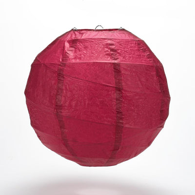 16" Velvet Red Round Paper Lantern, Crisscross Ribbing, Hanging Decoration - AsianImportStore.com - B2B Wholesale Lighting and Decor