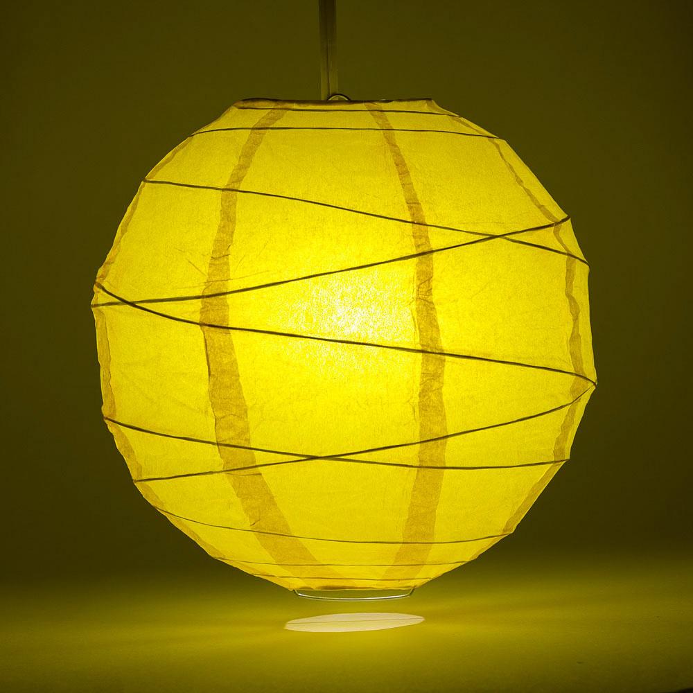 16" Yellow Round Paper Lantern, Crisscross Ribbing, Chinese Hanging Wedding & Party Decoration - AsianImportStore.com - B2B Wholesale Lighting and Decor