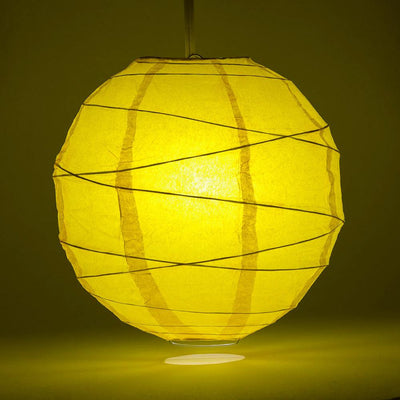 16" Yellow Round Paper Lantern, Crisscross Ribbing, Chinese Hanging Wedding & Party Decoration - AsianImportStore.com - B2B Wholesale Lighting and Decor