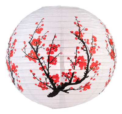 14" Japanese Plum Tree Paper Lantern - AsianImportStore.com - B2B Wholesale Lighting and Decor