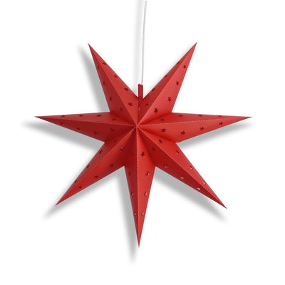 17" Red 7-Point Weatherproof Star Lantern Lamp, Hanging Decoration (Shade Only)