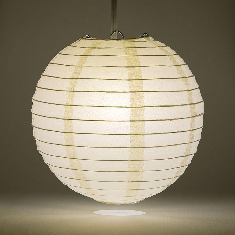 16" Beige / Ivory Round Paper Lantern, Even Ribbing, Chinese Hanging Wedding & Party Decoration - AsianImportStore.com - B2B Wholesale Lighting and Decor