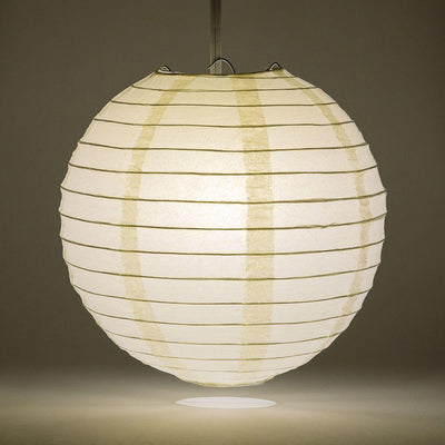 14" Beige / Ivory Round Paper Lantern, Even Ribbing, Chinese Hanging Wedding & Party Decoration - AsianImportStore.com - B2B Wholesale Lighting and Decor