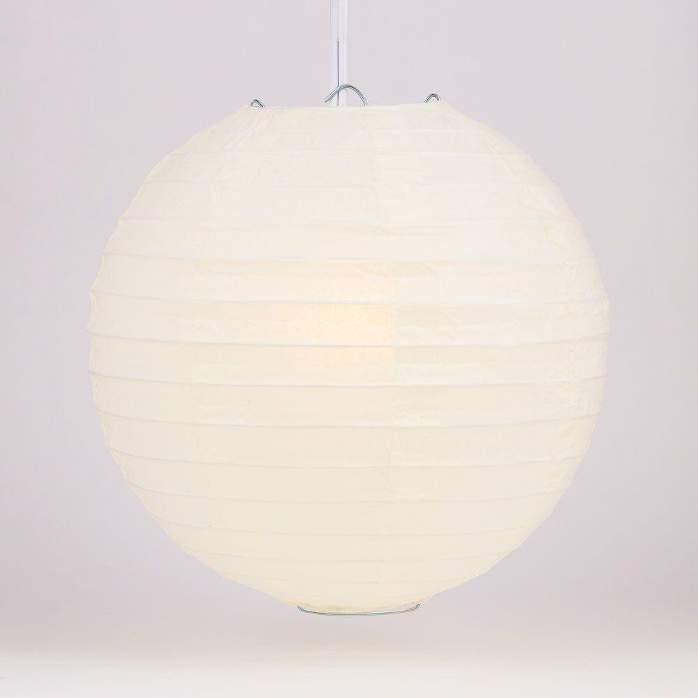 4" Beige / Ivory Round Paper Lantern, Even Ribbing, Hanging Decoration (10 PACK) - AsianImportStore.com - B2B Wholesale Lighting and Decor