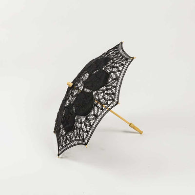 32" Black Lace Cotton Fabric Parasol Umbrella w/ Metal Frame - AsianImportStore.com - B2B Wholesale Lighting and Decor