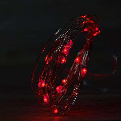 7 FT | 20 LED Weatherproof Battery Operated Copper Wire Red Fairy String Lights With Timer - AsianImportStore.com - B2B Wholesale Lighting and Decor