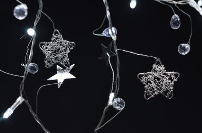 20 LED Garland Light Chain w/ Metal Stars, Shiny Stars, and Beads - AsianImportStore.com - B2B Wholesale Lighting and Decor