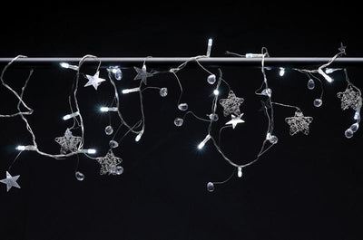 20 LED Garland Light Chain w/ Metal Stars, Shiny Stars, and Beads - AsianImportStore.com - B2B Wholesale Lighting and Decor