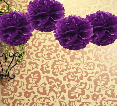 BLOWOUT (100 PACK) EZ-Fluff 12" Plum Tissue Paper Pom Poms Flowers Balls, Decorations