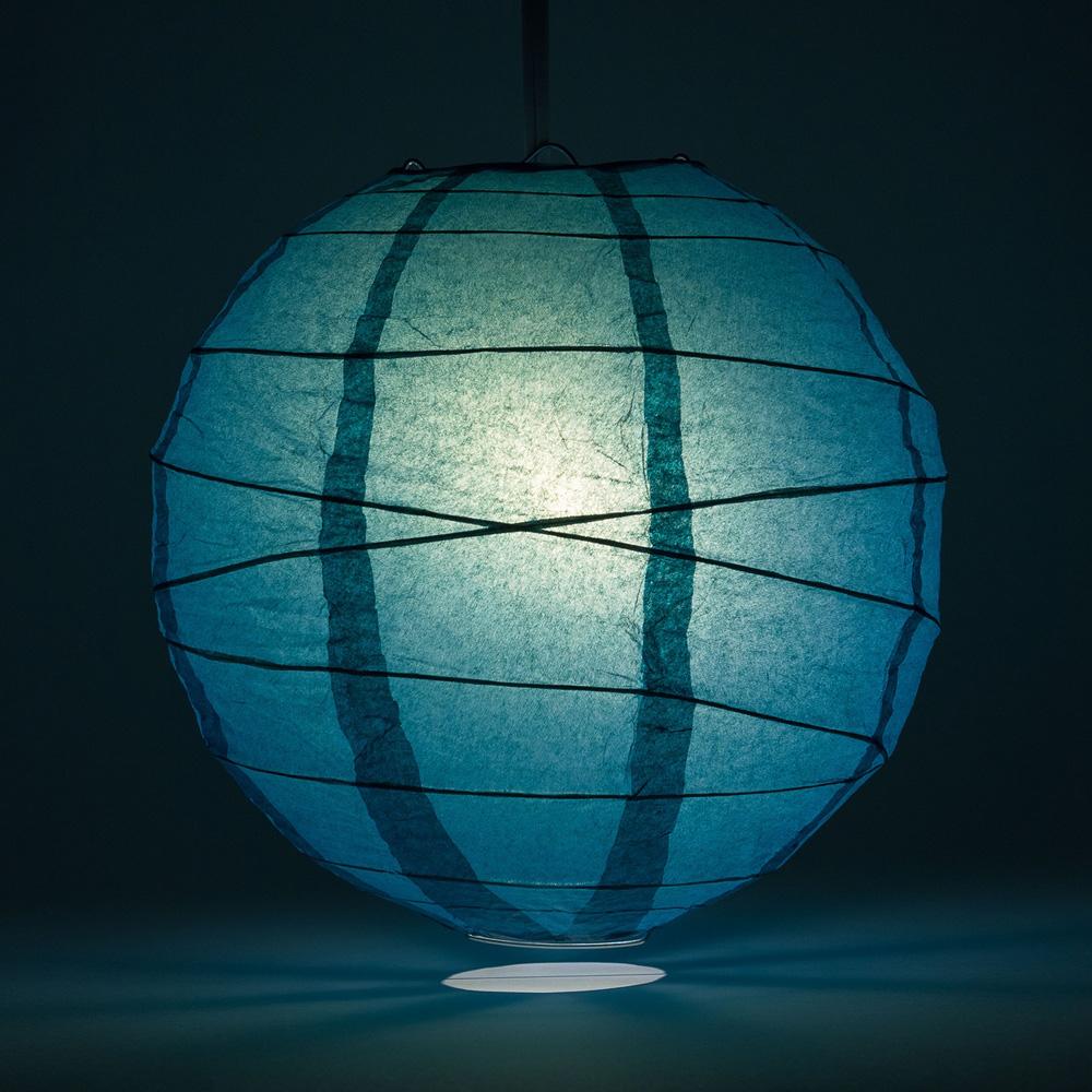 24" Tahiti Teal Round Paper Lantern, Crisscross Ribbing, Chinese Hanging Wedding & Party Decoration - AsianImportStore.com - B2B Wholesale Lighting and Decor