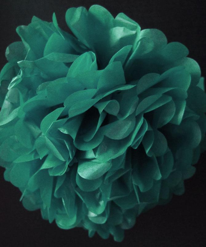 20 Dark Green Tissue Paper Pom Poms Flowers Balls, Decorations (4