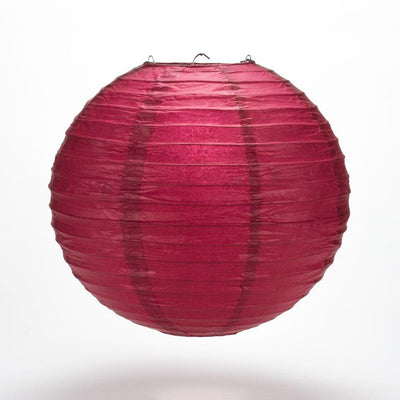 20" Velvet Red Round Paper Lantern, Even Ribbing, Chinese Hanging Wedding & Party Decoration - AsianImportStore.com - B2B Wholesale Lighting and Decor