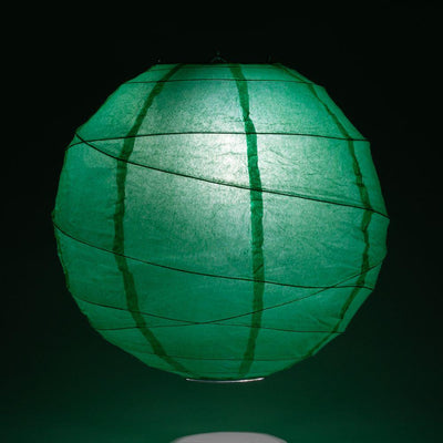 14" Arcadia Teal Round Paper Lantern, Crisscross Ribbing, Chinese Hanging Wedding & Party Decoration - AsianImportStore.com - B2B Wholesale Lighting and Decor